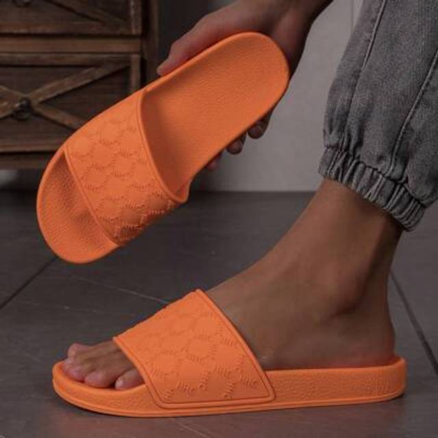 SHEIN Men&#39;s Summer Quick Dry Non-Slip Slides, Open Toe Design, Solid Color With Letter Print, PVC Material, Suitable For Indoor & Outdoor, Men House Slipper