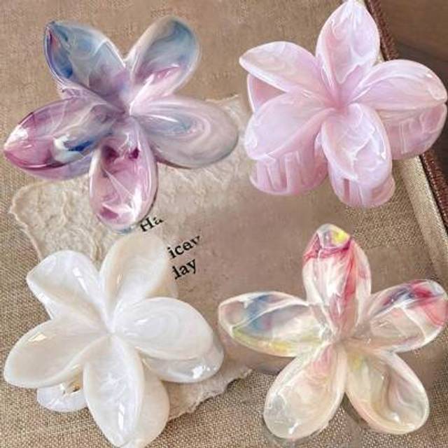 SHEIN 4pcs/1pc Women 2.87in/7.3cm Pink, White, Purple Ombre Gradient Color Oversized Flower Hair Clips, Fashionable, Versatile, Elegant, Minimalist Design H