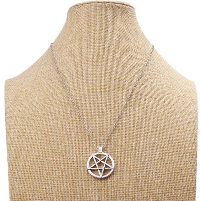 SHEIN 1pc Fashionable Antique Silver Five-pointed Star & Round Pendant Chain Necklace, 20 Inches Long, Suitable For Women&#39;s Daily Wear