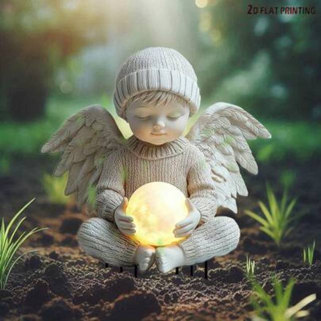 SHEIN Acrylic Angel Nest Garden Stake | Anti-Rain Lawn/Porch Decor | Midsummer & Wedding Magical Ornament | Angel Guardian Knit Cap Gift Set