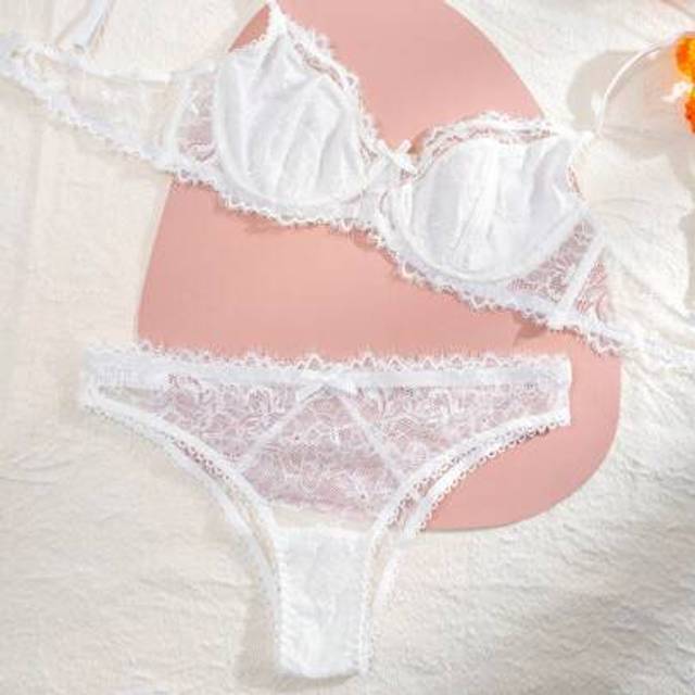 SHEIN Solid Color Lace Underwear Set Lingerie Set, Bra & Panty Set