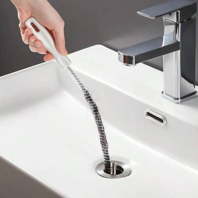 SHEIN 1pc Pipe Dredging Brush Bathroom Hair Sewer Sink Cleaning Brush Drain Cleaner Flexible Cleaner Clog Plug Hole Remover Cleaning Tool, Tools For Men