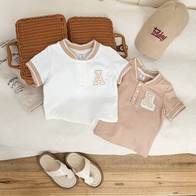 SHEIN Baby Boy 2pcs/Set Daily Casual Basic Fun Letter Printed Woven Label Stand Collar Top For Spring And Summer Letter Baby Boys Setsbaby Boy Shirt Setjers