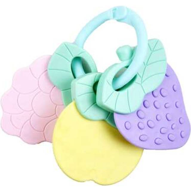 SHEIN 1pc Newborn Baby Teether, Prevents Hand Biting, Massages Gums, Exercises Grip, Calms Emotions, Soft Chewing Toys, Educational, Various Fruit Shapes (S
