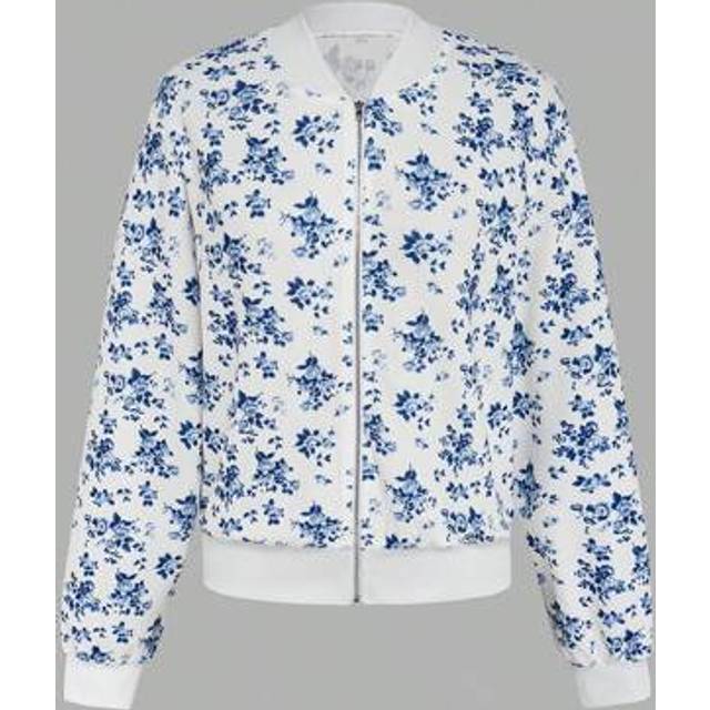 EMERY ROSE Casual Ditsy Floral Zippered Jacket, Spring/Autumn