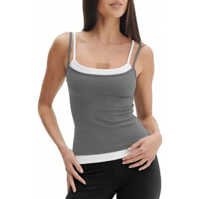 SHEIN Women Double Spaghetti Strap Camisoles Fake Two-Pieces Sleeveless Backless Tank Tops Summer Vests Tops Streetwear