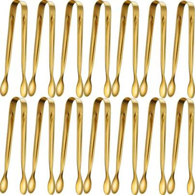 SHEIN 5pcs-Luxury Golden Mini Serving Tongs, Premium Stainless Steel Sugar Cube Tongs, Ice Tongs, Stainless Steel Food Tongs For Household, Perfect For Snac