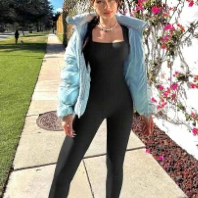 SHEIN Womens Workout Winter Long Jumpsuits Square Neck Seamless Yoga Gym Bodycon Rompers Sexy Unitard Tummy Control
