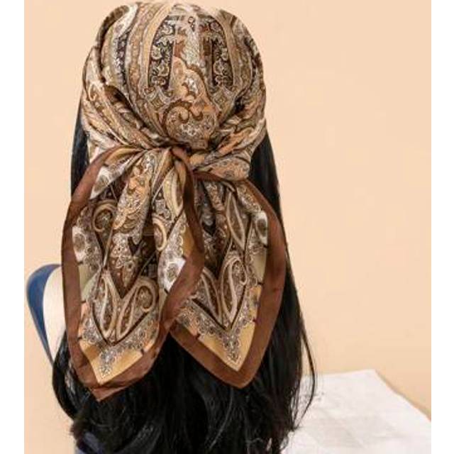 SHEIN 1pc Faux Silk Printed Bandana Scarf Multi Purpose Hair Accessory Women Scarf Silk Scarves