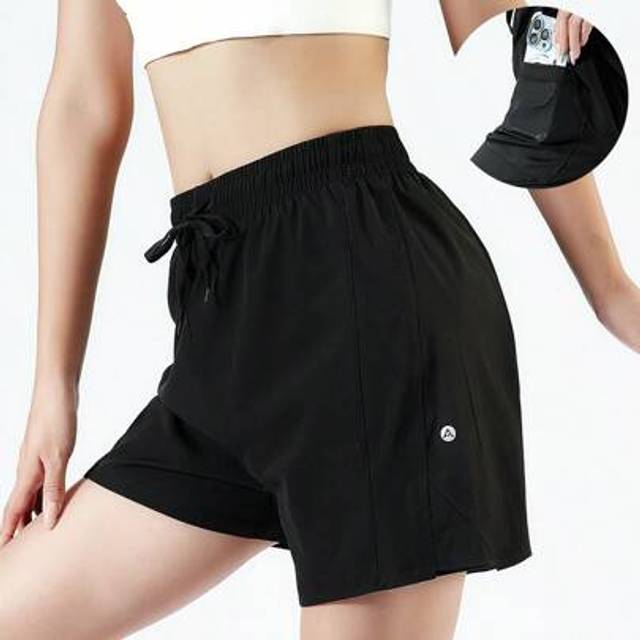 SHEIN Women&#39;s Summer Running Shorts, 2-In-1 Double Layer Fitness Casual Sport Shorts, Solid Color Breathable Fabric, Perfect For Daily Training, Fitness Yog