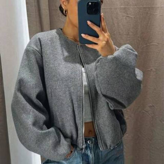 SHEIN Women&#39;s Bomber Jacket Autumn Winter Outerwears Short Varsity Aviator Cropped Coats