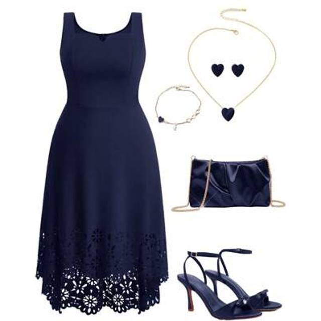 SHEIN Summer Plus Size Women Solid Color Minimalist Sleeveless Casual Dress, Wedding Guest Dress