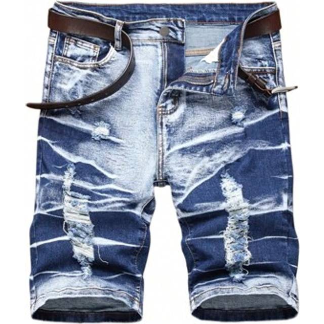 SHEIN Men&#39;s High Street Fashion Tie-Dye Denim Shorts Jorts
