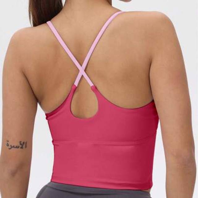 SHEIN Women&#39;s Padded & Elastic Patchwork Sports Camisole Top, Yoga Strap Tank