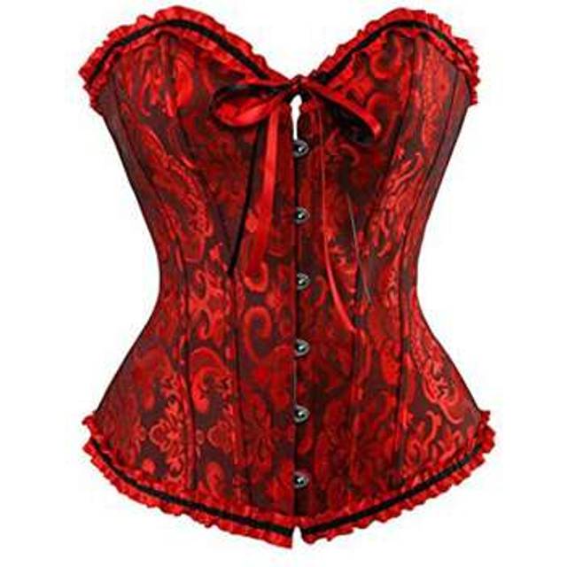 SHEIN Women&#39;s Lace Up Boned Overbust Corset Bustier Lingerie Bodyshaper Top