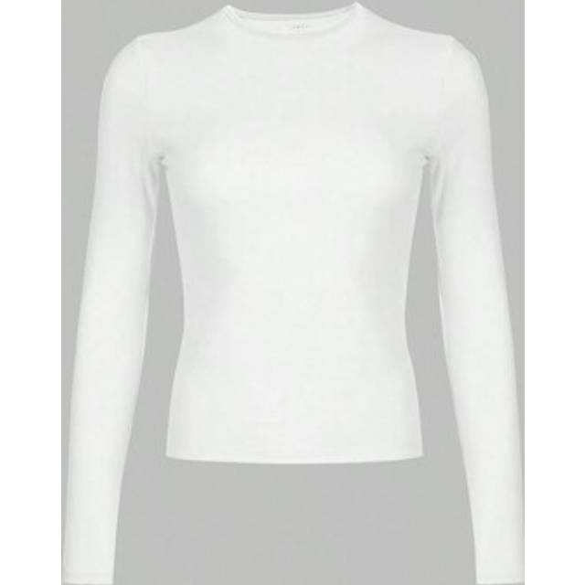 INAWLY Women&#39;s Solid Color Round Neck Ruched Slim Fit Long Sleeve T-Shirt