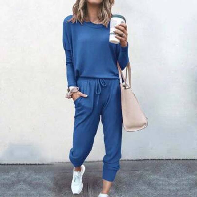 SHEIN Women&#39;s Two Piece Pajamas Set Casual Long Sleeve Sweatshirt With Long Pants Loungewear