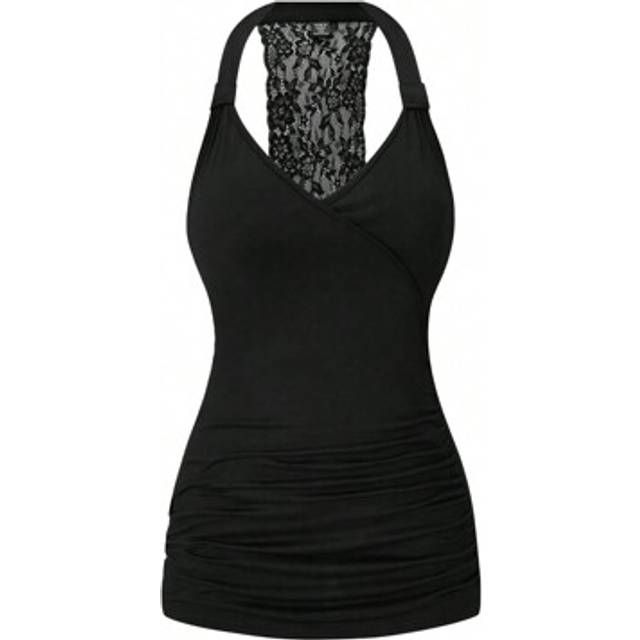 SHEIN Plus Size Lace Trim Halter Neck Top