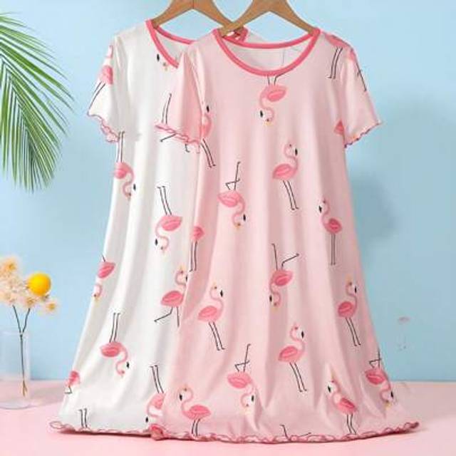SHEIN 2pcs Girl Pajamas Set, Flamingo Print Lightweight Soft Sleepwear, Stretchy Breathable Knit Fabric, Machine Washable, Comfortable Fit, Simple Design Fo