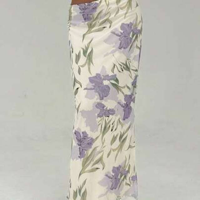 Aloruh Floral Print High Waist Skirt With Mermaid Hem For Women, Elegant Resort Wear