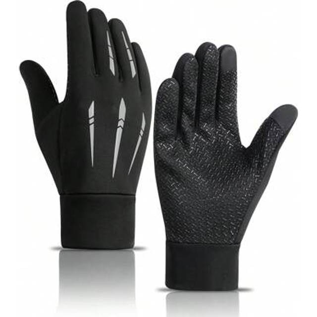 SHEIN 1 Pair Wind & Waterproof Thermal Lined Thermal Motorcycle Gloves, Warm Cycling/Delivery Touchscreen Full Finger Gloves For Men, Winter