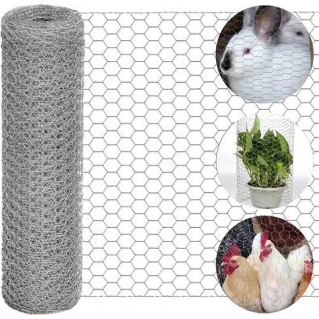 SHEIN 1pc Chicken Wire Fencing Mesh, Metal Floral Chicken Wire Fence For Crafts Poultry Garden, Hexagonal Galvanized Netting For Chicken Coop Barrier Rabbit