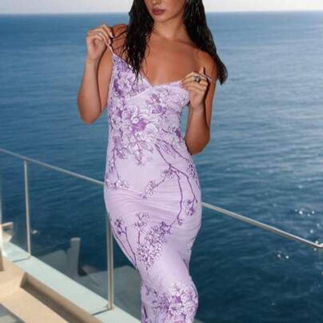 SHEIN Women&#39;s Vintage Sexy Elegant Casual Knitted Floral Print Contrast Lace Trim Dress, Suitable For Spring/Summer