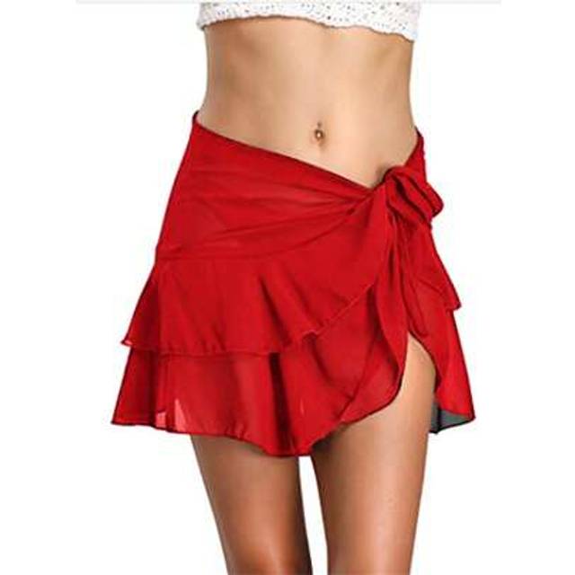 SHEIN Womens Mesh See Through Beach Skirt Bikini Cover Up Bandage Sarong Bathing Suit Swimsuit Beachwear