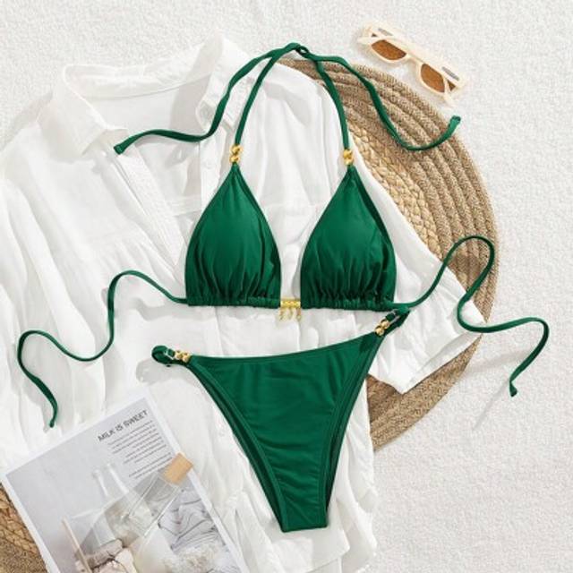 SHEIN Women&#39;s Fashionable, Sexy Two-Piece Bikini Set, Summer Beach Vacation