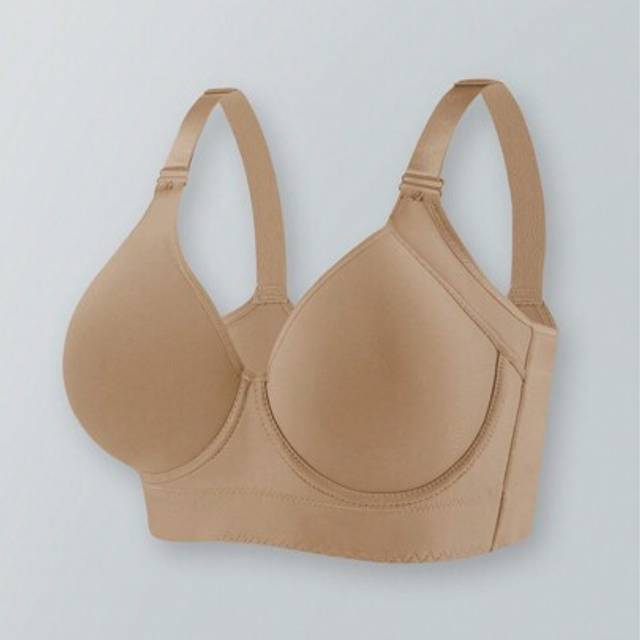 SHEIN Women&#39;s Khaki Comfort Seamless Deep V Push-Up Adjustable Bra Sports Beautify The Back Bra