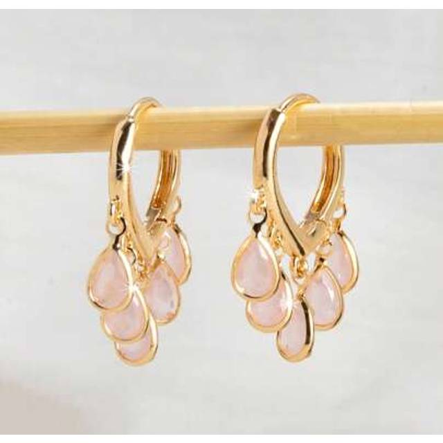 SHEIN 1 Pair Luxury Shiny Exquisite Elegant Sweet Versatile High-End Sense Gold, Silver, Pink, Colorful, Milky White Zirconia Crystal Water Drop, Heart, Flo