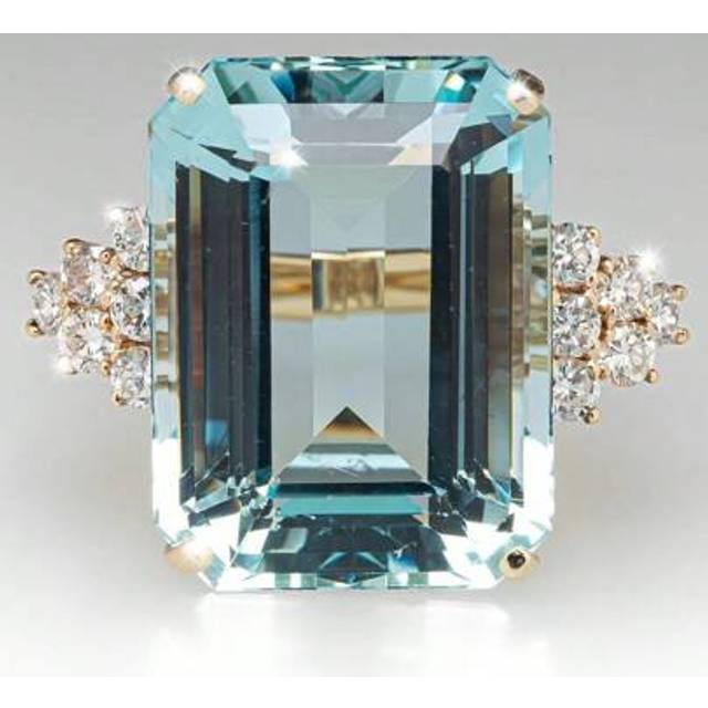 SHEIN 1 Pc Fashionable New Aqua Square Extra Large Cubic Zirconia Ring, Engagement Women&#39;s Jewelry Accessory Suitable As Gift For Man & Woman, Family/Friend