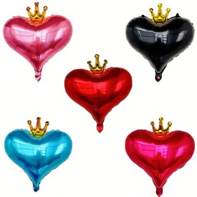 SHEIN 5pcs Heart-Shaped Balloon Crown Heart-Shaped Balloon, Mother&#39;s Day, Valentine&#39;s Day, Wedding, Engagement, Birthday Party Atmosphere Decoration, Red, B