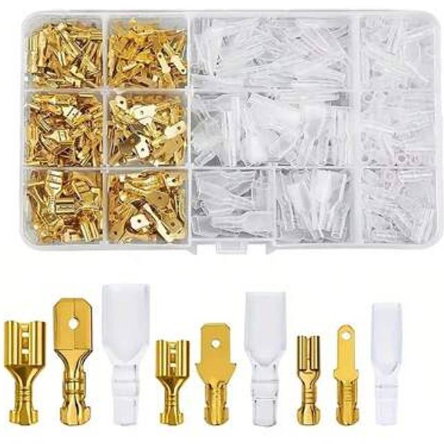 SHEIN 270pcs/600pcs Quick Splice Wire Terminal Connectors, 2.8/4.8/6.3mm Male Female Wire Spade Connector Quick Wire Crimp Terminal Block With Insulating Sl