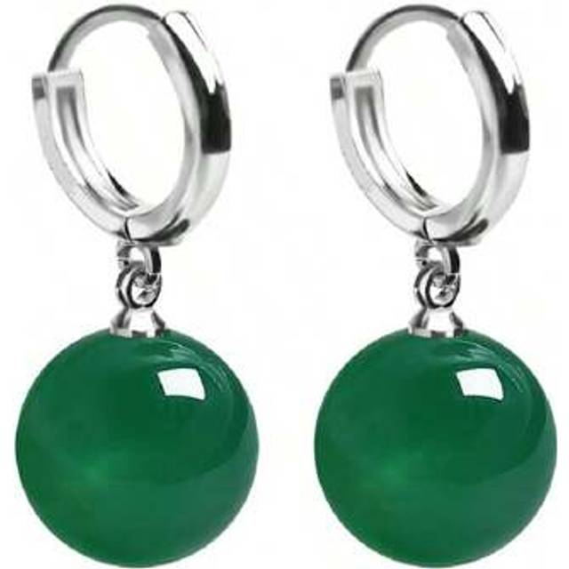 SHEIN 1 Pair Elegant Jade Chalcedony Pearl Drop Earrings, Smooth & Comfortable Crystal Earrings, Chinese Style Palace Jewelry Super Fairy Gift