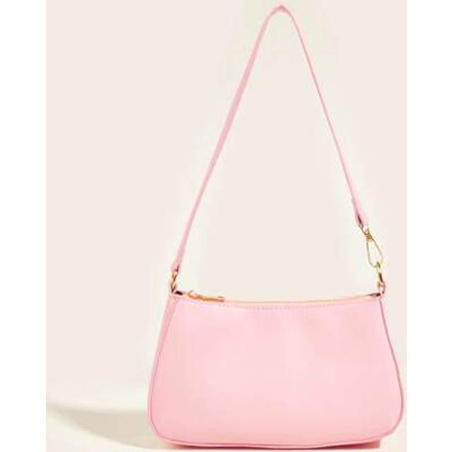 SHEIN Fashionable Minimalist Lacquered Leather Underarm One Shoulder Baguette Bag