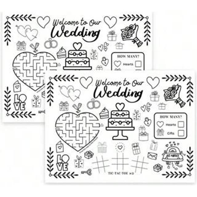 SHEIN Wedding Party Bridal Shower Party Favor Games , 20Pcs Coloring Placement Wedding Activities For Party Decor Funny Games Cards For Wedding Bridal Showe
