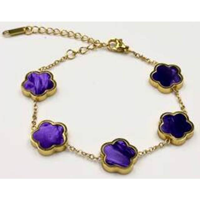 SHEIN 1pc Fashion Abalone Lucky Double-Sided Five Petal Stainless Steel Bracelet