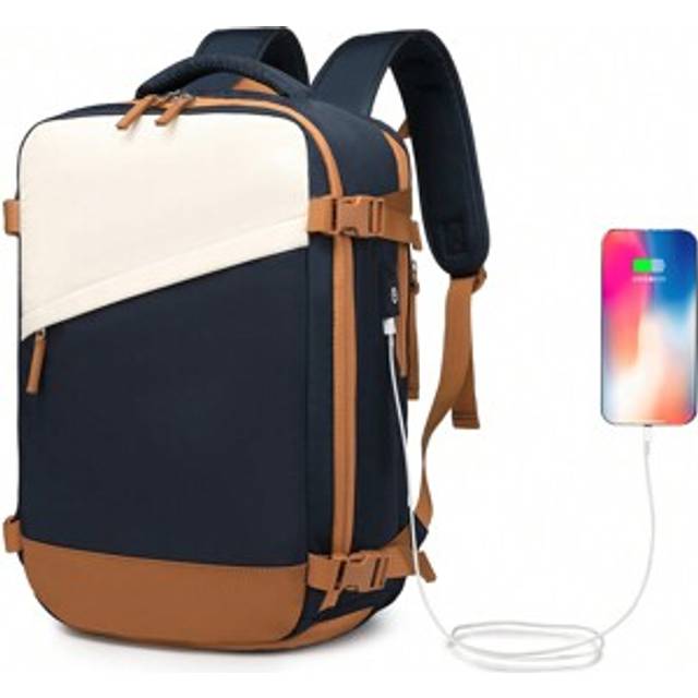 SHEIN Carry On Waterproof Travel Backpack 45 X 30 X 18 Cm - Casual Daypack With USB Charging Port 15.6 Inch Laptop Compartment And Separate Shoe Storage Sch
