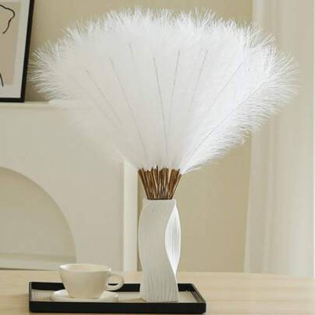 SHEIN 10/20/30pcs Plastic Artificial Pampas Grass, Bohemian Decor Pampas Grass, Modern Home Vase Filler Fake Plants, Wedding Decor, Garden Decor, Spring Dec