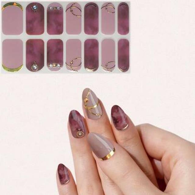 SHEIN 3D Tie Dye Marble Nail Stickers, Dark Color Ink Effect DIY Nail Art Decals, Popular For Autumn/Winter