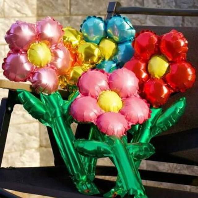 SHEIN 10pcs/Set Aluminum Foil Flower Bouquet Balloon Set - Multi-Purpose Floral Foil Balloons, Suitable For Wedding, Valentine&#39;s Day, Birthday, Mother&#39;s Day