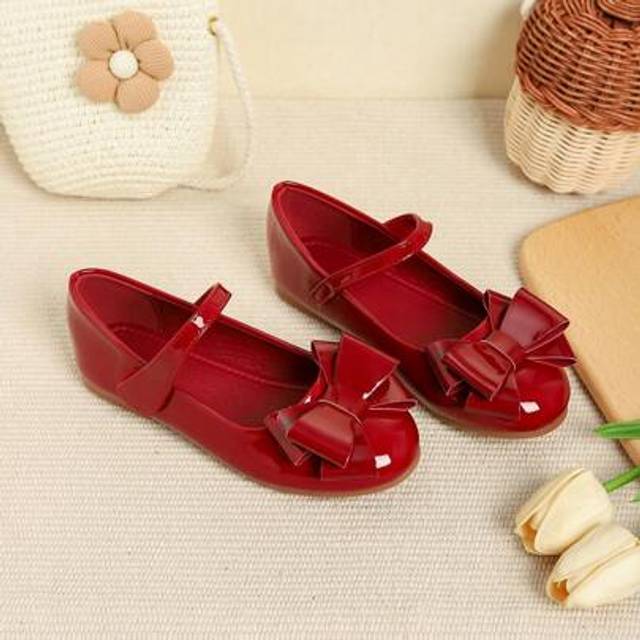 SHEIN Girls&#39; Black Fashion Bowknot Formal Daily Wear Flats Shoes, Spring/Autumn