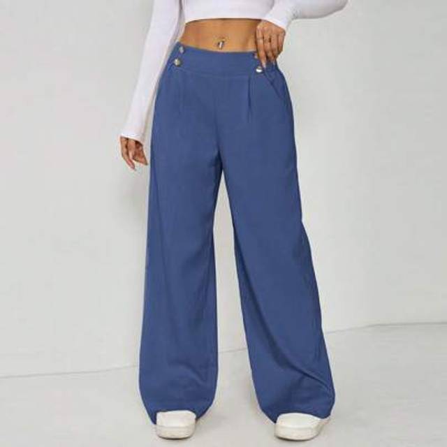 SHEIN Women&#39;s Elegant Double Button Straight Office Pants