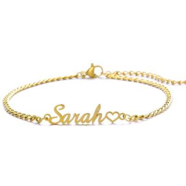 SHEIN Personalized Stainless Steel Nameplate Anklet For Women, Custom Name Pendant Anklet, Gift For Her Gold Stylish,Fall Fashion,Casual,Cuties,Contracted,S