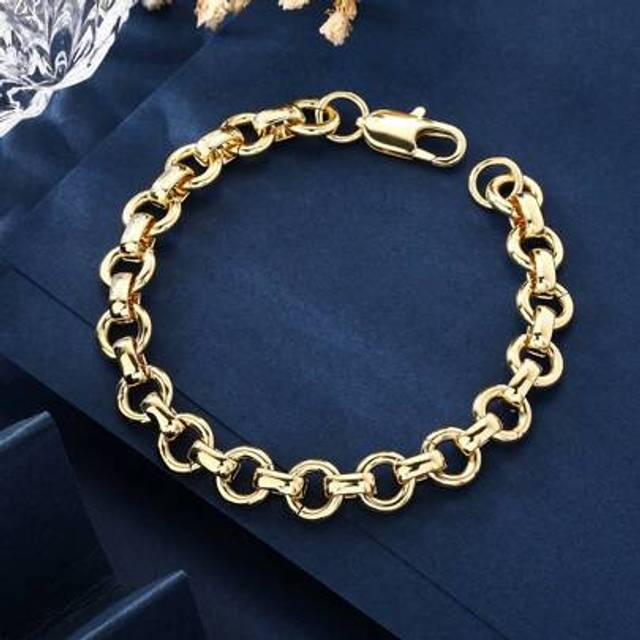 SHEIN 1pc 18K Gold Plated Copper Chain Bracelet, Minimalist & Chic Design, Suitable For Women To Wear Casually, Great Gift For Birthday Or Holidays
