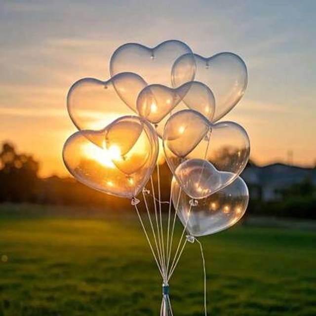 SHEIN 10/20/50pcs Transparent Heart-Shaped Latex Balloons + 1pc White Satin Ribbon, No Power Required, Party Decoration For Birthday, Wedding, Valentine&#39;s D
