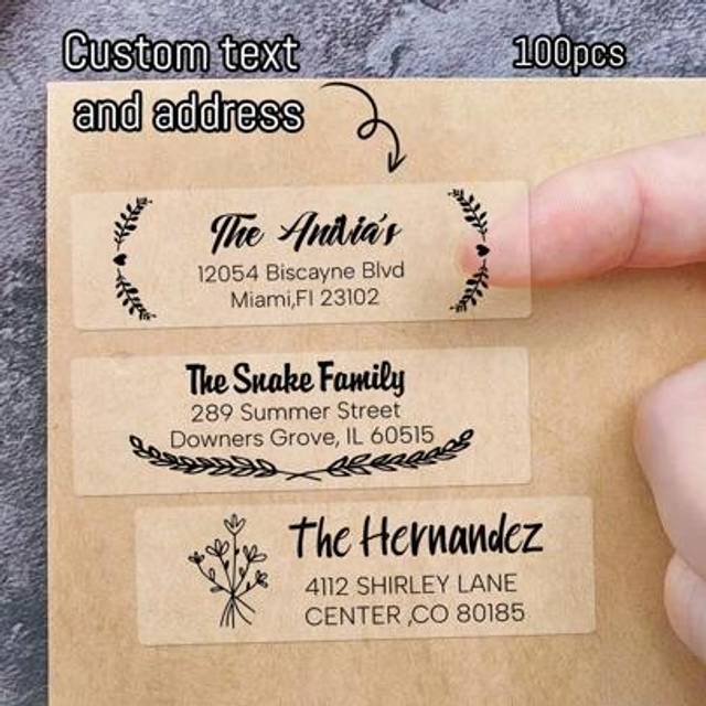 SHEIN 100-1000Pcs Custom Text Rectangle Transparent Stickers, Personalized Address Labels,Customized Return Address Labels,Customizable Sticker With Text,Na