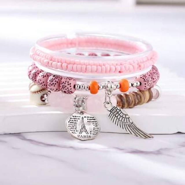 SHEIN Bohemian Style Multi-Layer Beaded Bracelet, Elastic Bangle (Random Bead Colors)