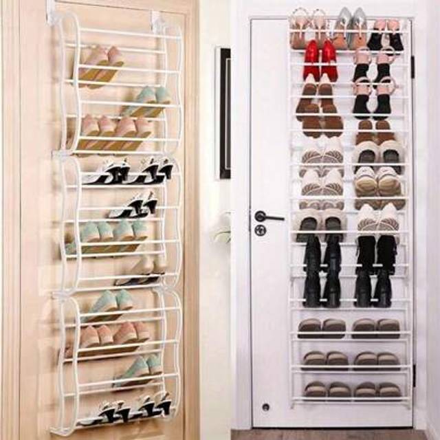 SHEIN 36 Pairs Over The Door Hanging Shoe Rack Adjustable Shelf Over The Door Organiser 12 Tiers Holder Space Saving Shoe Organize Shoe Shelf For Closet Roo